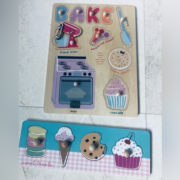 Melissa & Doug Other - Bundle of two Wooden Baking and Sweet Treats Knob Puzzles
